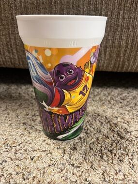 McDonald's Purple Grimace World Cup collectible Reusable Cup with Orange Accents